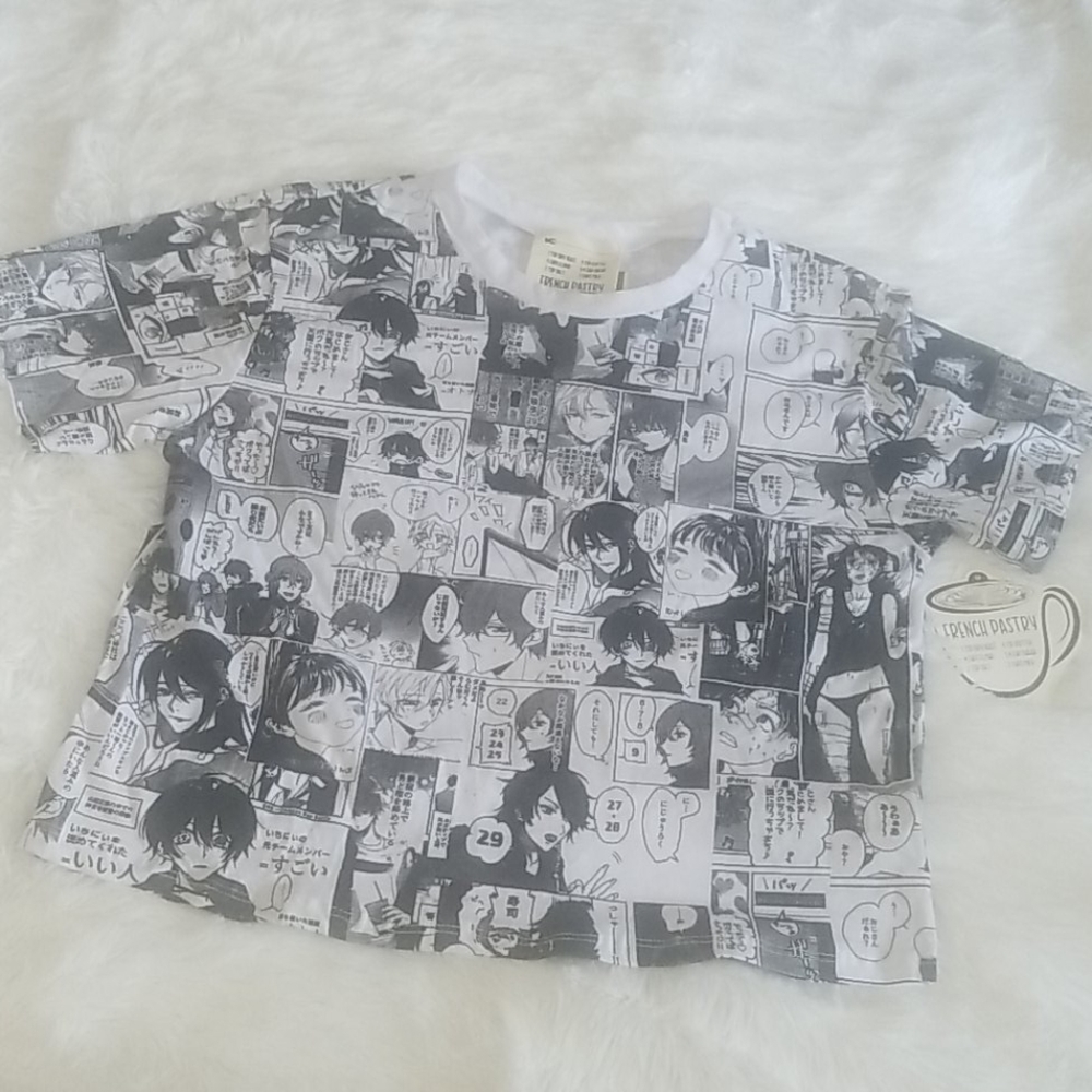 ☕French Pastry Crop Top Comic T-Shirt☕